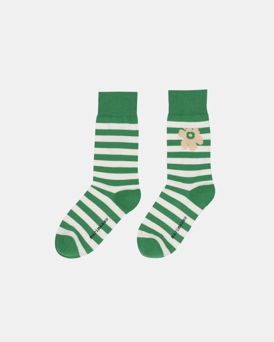 Gifts And Accessories * | Minima. Marimekko Kasvaa Tasaraita Socks Green