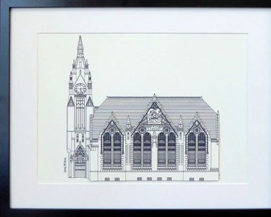 Gifts And Accessories * | Minima. Minima A3 Spring Hill Library Birmingham 3D Illustration Framed