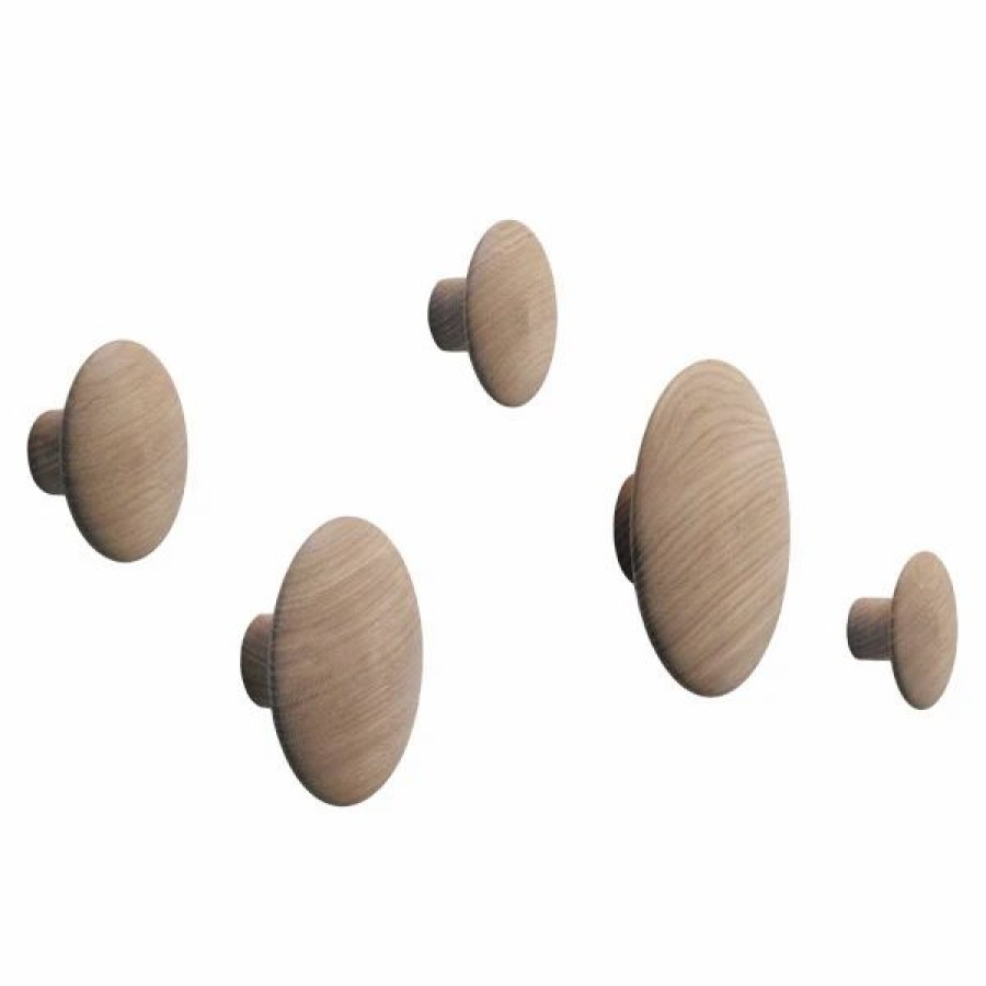 Gifts And Accessories * | Minima. Muuto Set Of 5 Natural Oak The Dots Hooks