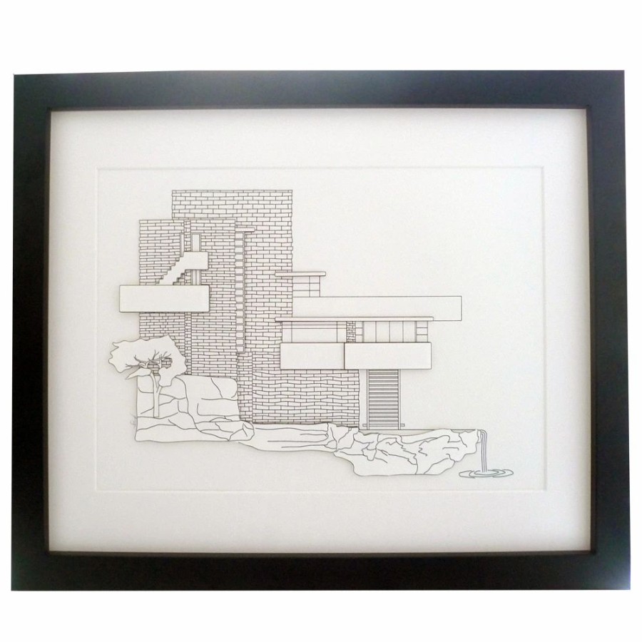 Gifts And Accessories * | Minima. A3 Fallingwater, Pennsylvania 3D Framed Illustration