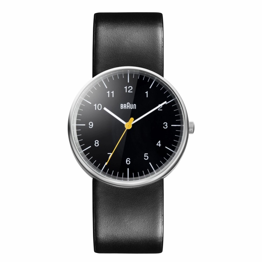 Gifts And Accessories * | Minima. Braun Bn0021 Classic Watch Black Dial With Black Leather Strap