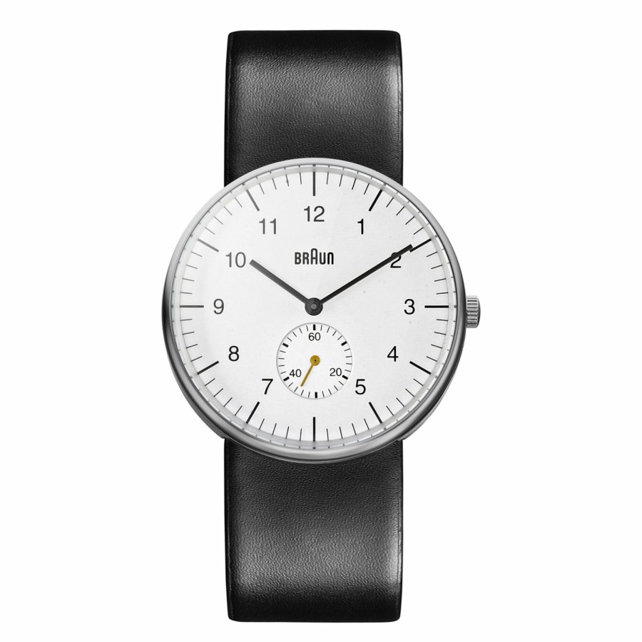 Gifts And Accessories * | Minima. Braun Bn0024 Classic Watch White Dial With Black Leather Strap